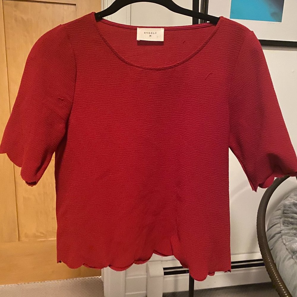 Francesas Red Scalloped Blouse